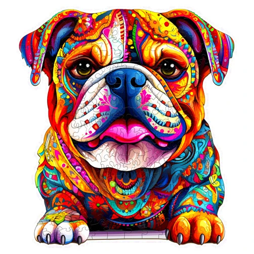 Welsky Wooden Puzzle for Adults-Wooden Puzzle Unique Shape Advanced Bulldog Wooden Jigsaw Puzzle for Adults and Kids,Best Gift,Wood Puzzles,Challenge Wooden Jigsaw Puzzle (S-8.3 * 7.6in-110pcs)