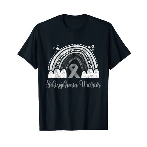 Silver Ribbon Warrior Schizophrenia Disorder Schizophrenia Awareness Warrior Schizophrenia Silver Ribbon T-Shirt