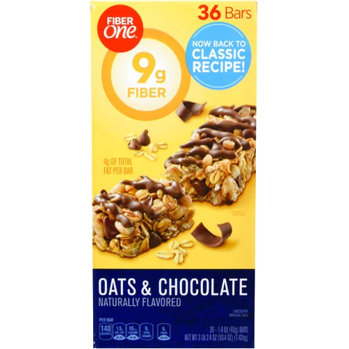 Fiber One Oats & Chocolate Chewy Bars, 36Count