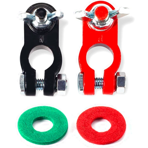 Cannonfish Universal Negative & Positive Battery Cable Terminals，Battery Terminals Color Coded Clamps Connectors with Matching Anti Corrosion Felt Fiber Washers，Terminal Assortment Kit for Cars & Trucks