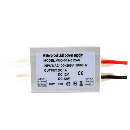 BARETHE Waterproof Power Supply IP67 LED Driver Ac dc 12V 12W Power Supply AC100-265V Input Electronic LED Transformer