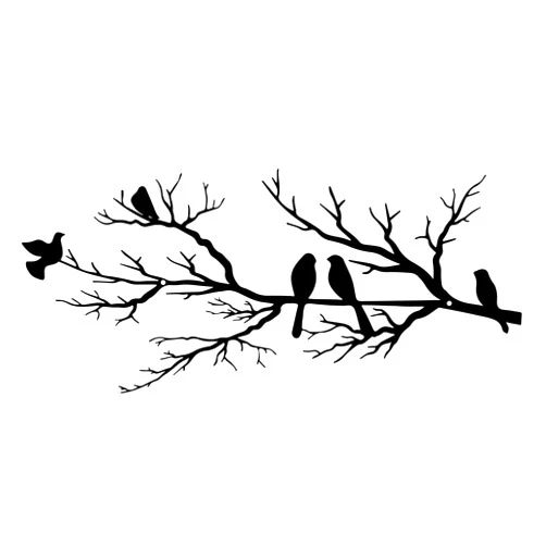 ESTART Metal Birds Wall Art, Metal Vivid Birds on Branch Silhouette Wall Decor Black Leaves with Bird Outdoor Metal Hanging Wall Sculpture for Home Balcony Garden(Small)