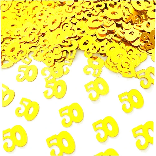JNSAXMI 50 Confetti Birthday Party Confetti Number 50 Sequins 50th Anniversary Party Glitter Metallic Foil Table Scatter for Party Table Decoration Supplies or DIY(Golden)