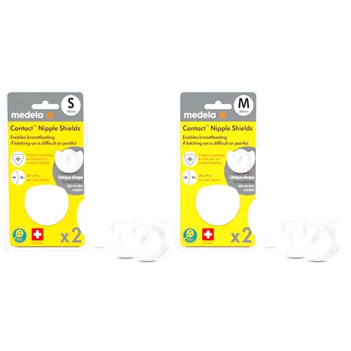 Medela Contact Nipple Shields for Breastfeeding, 16mm Extra Small and 20mm Small 2 Count Sets with Carrying Cases