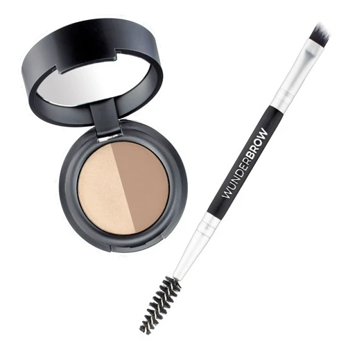 WUNDERBROW Soft Brow Define & Fill Powder Duo, Includes Dual Ended Brush, Vegan and Cruelty Free (Blonde)