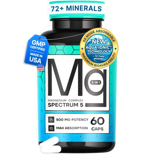 SonoHealth Spectrum 5 Magnesium | 5-in-1 Complex + 72 Trace Minerals for Enhanced Absorption | Irish Sea Sourced | 500mg per Serving | Made in USA, Third Party Tested, GMP Certified