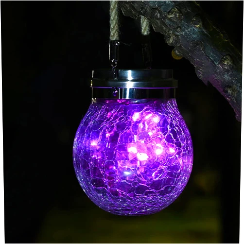 JIXAW Solar Lantern, Christmas Outdoor Lanterns with 30 LED Waterproof Garden Decor Patio Solar Lights Outdoor Decorative Backyard Solar Lanterns Outdoor Hanging,Purple-2pcs