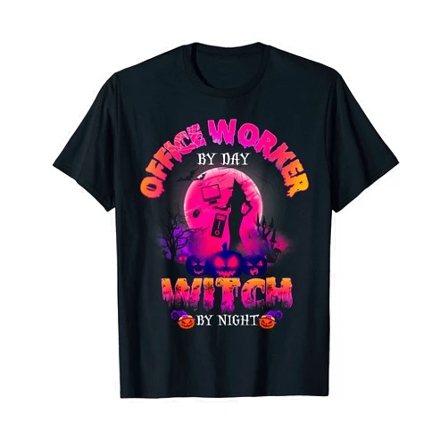 Halloween Pumpkin Costume Party 2021 By Chang Office worker By Day Witch By Night Funny Halloween Pumpkin T-Shirt
