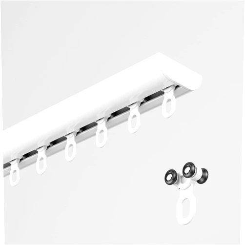 Bcofo Black/White Curtain Track Curtain Track Ceiling Mount Ceiling Track System White RV Curtain Track Ceiling Shower Curtain Tracks Installation Hardware and End Cap(3.4m(11.2ft))