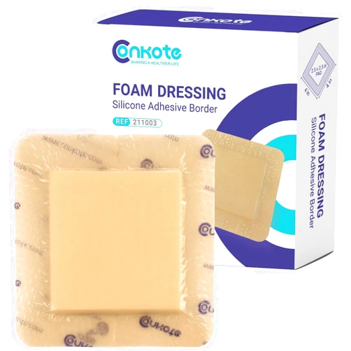Conkote Silicone Foam Dressings 4'' X 4'', Large Bandages for Bedsores, Box of 10 Dressings
