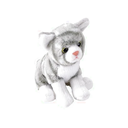 Wild Republic Pocketkins Eco Grey Tabby Cat, Stuffed Animal, 5 Inches, Plush Toy, Made from Recycled Materials, Eco Friendly