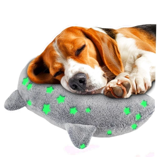 POMESEA Dog Calming Pillow, Dog Neck Pillow Soft Fluffy Pet Calming Toy Half Donut Cuddler, U-Shaped Pillow for Pet, Joint Relief Sleeping Improve (Large, Gray)