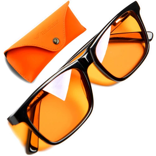 THL SLEEP Orange Blue Light Blocking Glasses for Better Sleep - 99.5% Premium Acetate Computer Migraine Glasses for Women & Men - Amber Gaming Glasses - TV Blue Light Blockers Gamer Glasses for Eye Strain