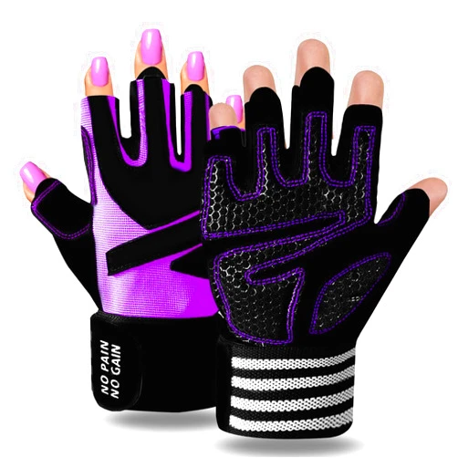 FINGER TEN Weight Lifting Gloves for Women Gym Workout with Wrist Support,Padded Half Finger Gloves for Fitness Exercise