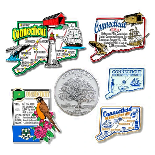 Classic Magnets Connecticut Six-Piece State Magnet Set by Classic Magnets, Includes 6 Unique Designs, Collectible Souvenirs Made in The USA