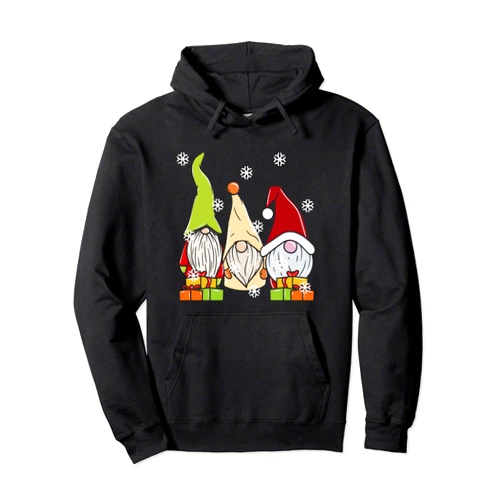 Cute Three Nordic Gnomes Graphics Three Nordic Gnomes Swedish Cute Elves Christmas Pullover Hoodie
