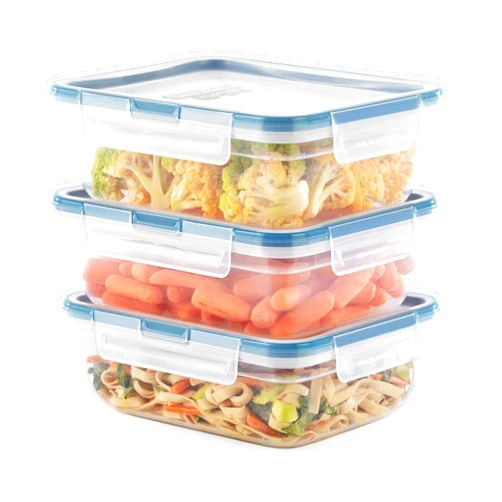 Snapware Total Solution 3-Pack (8.5-Cup) Plastic Food Storage Containers Set, Leakproof & Airtight Locking Lids Rectangular Tupperware, Non-Toxic BPA-Free Lids, Microwave Dishwasher Freezer Safe