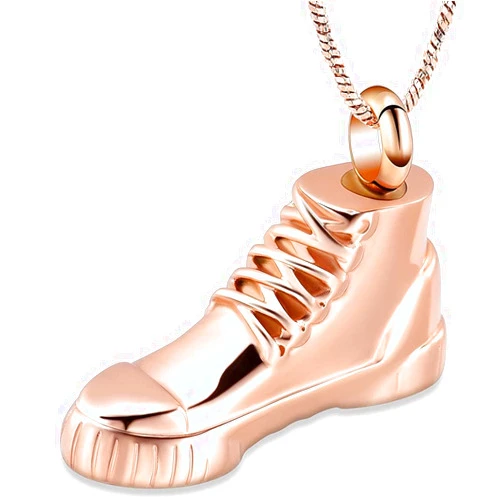 OPPJB Creamation Necklaces for Ashescremation Jewelry Sport Shoe Urn Necklace for Ashes for Men Ashes Keepsake Memorial Urn Locket for Runner-Rose_Gold