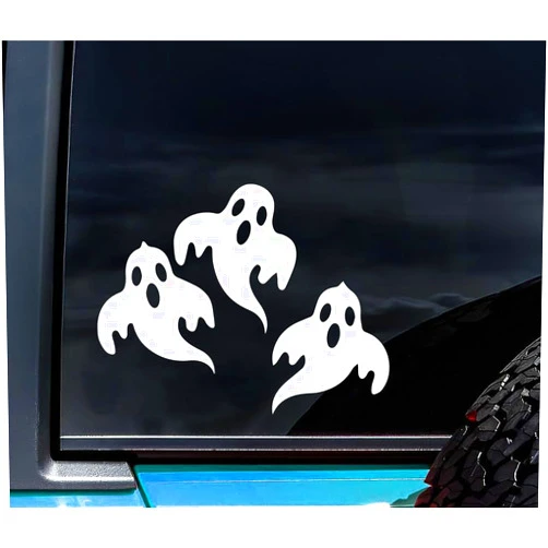 Ten Four Distributions Cute Little Ghost Cute Horror Car Decal Put Smile on Your Face White Premium Decals & Stickers for Every Surface - Walls, Windows, Laptops, Cars, and More Size 6 Inches