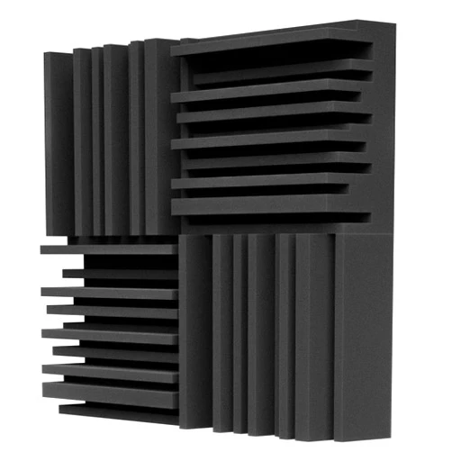 TroyStudio Thick Acoustic Foam Panels, 12 X 12 X 3 Inch 4 Pcs Broadband Sound Absorbing Foam, Dense Soundproof Padding Tile, Recording Studio Foam Absorber, Groove Decorative 3D Wall Ceiling Panel