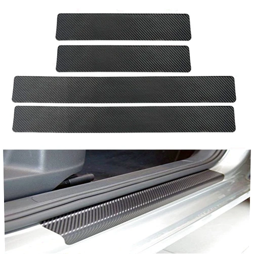 GZRUICA Door Sill Plate Protectors for Car - Universal Door Entry Guards Sill Scuff Cover Panel Step Protector, Welcome Pedal Protector Cover, Carbon Fiber, 4pcs/Set
