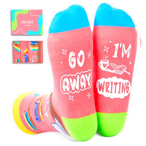 Zmart Creative Socks for Adults - Writing and Art Themed Gift for Women Men