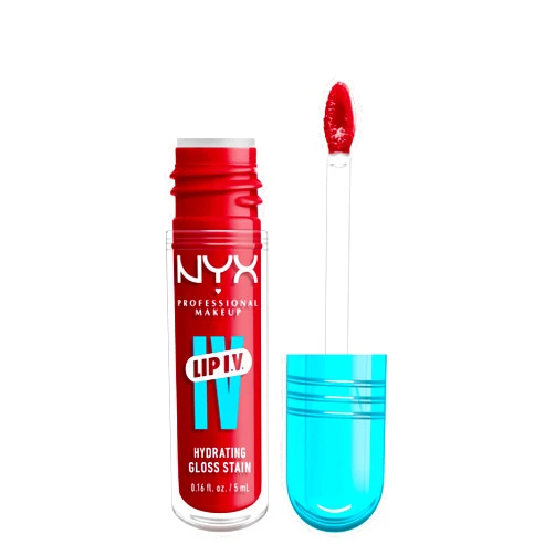 NYX PROFESSIONAL MAKEUP Lip IV Hydrating Gloss Serum, Lip Stain with 12HR Hydration - Red-y Set Wet (Red Lip Gloss)