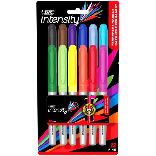 BIC Mark-it Gripster Permanent Markers (BICGPMAP12ASST), assorted, 12-count
