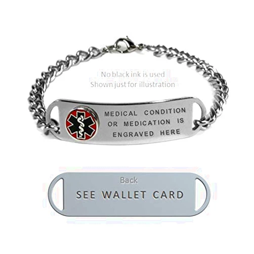 IdTagsonline TAKING BRILINTA Medical ID Alert Bracelet with Embossed emblem from stainless steel. D-Style, premium series.