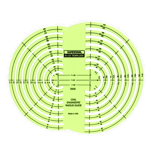 Rapidesign Civil Engineers' Radius Guide Template, 1 Each (R127)