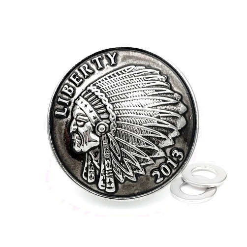 CRAFTMEMORE 1-3/8 inches Indian Head Screw Back Conchos Gaur Rodeo Cowboy Leathercraft Embellishment Pack of 2 CHS69 (Antique Silver)