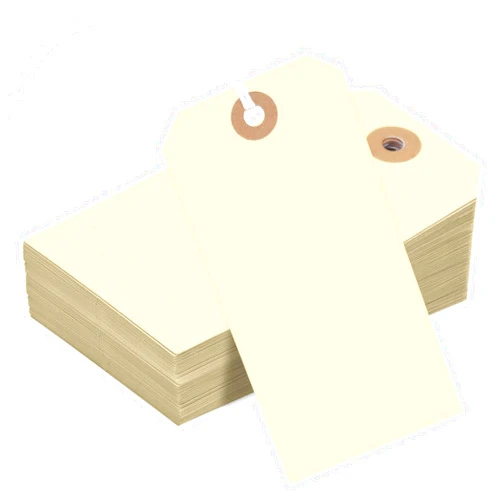 Nitelemn 150PCS Blank Shipping Tag, 4 3/4 x 2 3/8 inches Manila Label Tags with String Reinforced Hole Writable Large Marking Hang Tags with Wire (Yellow)