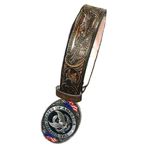 Bama Belts and Leathers United States of America Buckle and American Eagle Design Handmade Mens Leather Belt 1.5