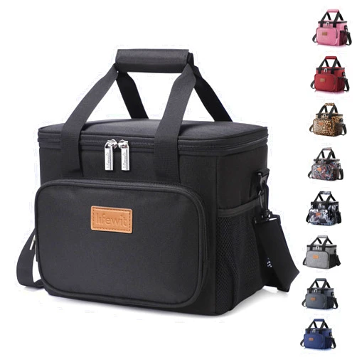 Lifewit Large Lunch Bag Insulated Lunch Box Soft Cooler Cooling Tote for Adult Men Women, Black 12-Can (8.5L)