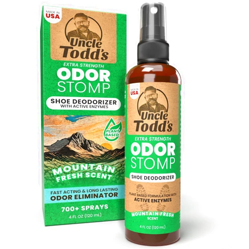 Uncle Todd's Odor Stomp Shoe Deodorizer - Proven & Powerful Enzyme Shoe Spray for Odor Elimination in All Footwear (Mountain Fresh)