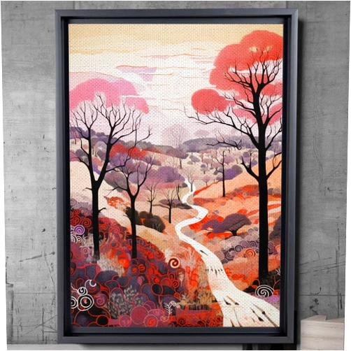 StoreUSA97 Landscape Illustrations In Pink, Abstract Prints, Wales Art, Welsh Print, Home Décor Wall Giclee, Nature Print, Elan Valley Art, Nature Wall Art, Canvas Prints