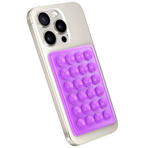StickyGrippy Suction Phone Case Mount, Silicon Adhesive Phone Accessory for iPhone and Android, Hands-Free Fidget Toy Mirror Shower Phone Holder, Tiktok Videos and Selfies (Purple)