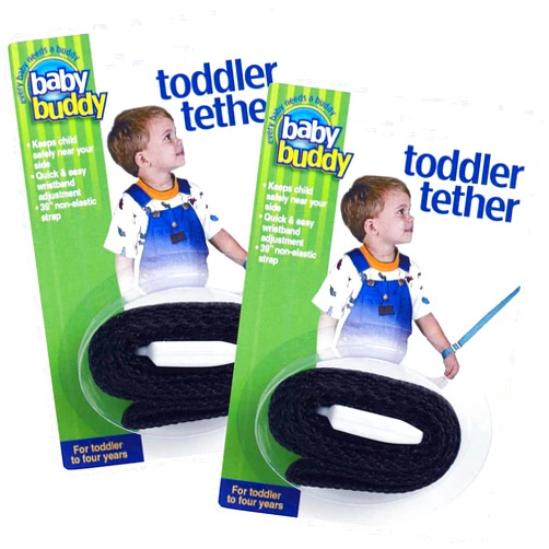 Baby Buddy Toddler Tether by Baby Buddy, Child Safety Leash, Toddler Travel Essential, Child and Baby Tether Strap for Walking, Safety Walking Guide for Children and Parents, Black, 2 Count