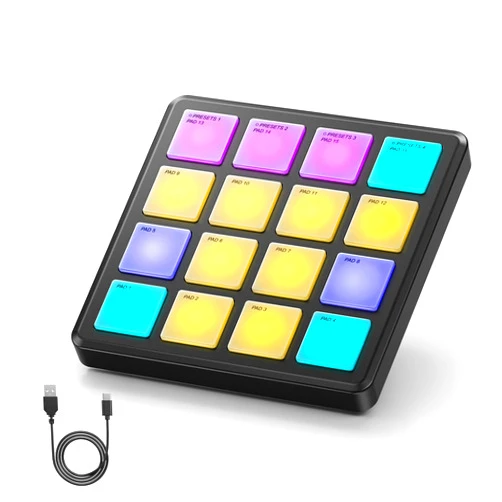 Donner MIDI Controller Pad Beat Maker Machine, Portable Drum Machine with 16 Beat Pads,Note Repeat and Music Production Software, Mini USB MIDI Controller with 40 Courses, STARRYPAD MINI