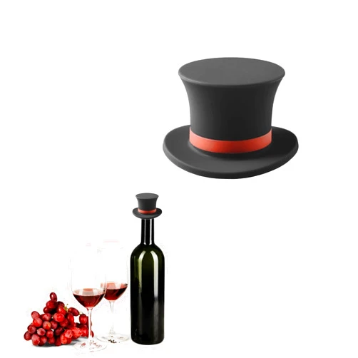 AIZHIYI Funny Wine Stopper Silicone Wine Caps Set, Top Hat Shape Bottle Cork Stopper Creative Chic Reusable Bottle Stopper Food Funny Wine Accessories for Christmas and Parties