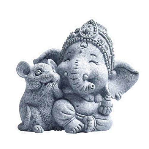 livelyfish Small Elephant Statue Sandstone Figurine Hindu Meditation Buddha Sculpture for Fish Tank Aquarium Decoration (C)