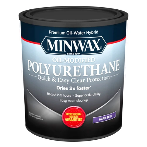Minwax qt Minwax 63025 Clear Premium Oil-Water Hybrid Water-Based Oil-Modified Polyurethane, Warm Satin