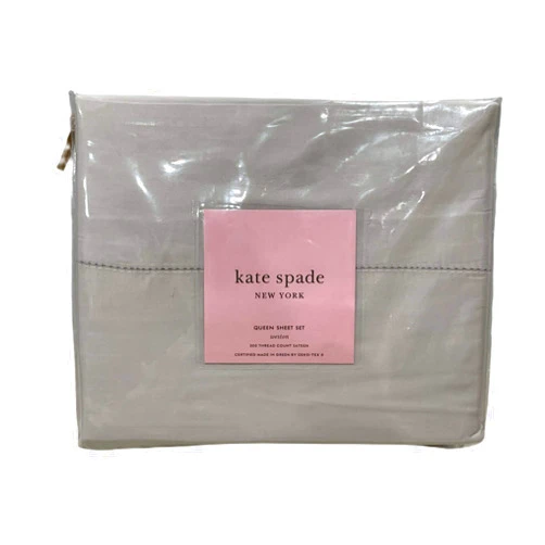 Kate Spate Kate Spade Weston Hemstitch Cotton Sateen Set - Gray Beige - Queen
