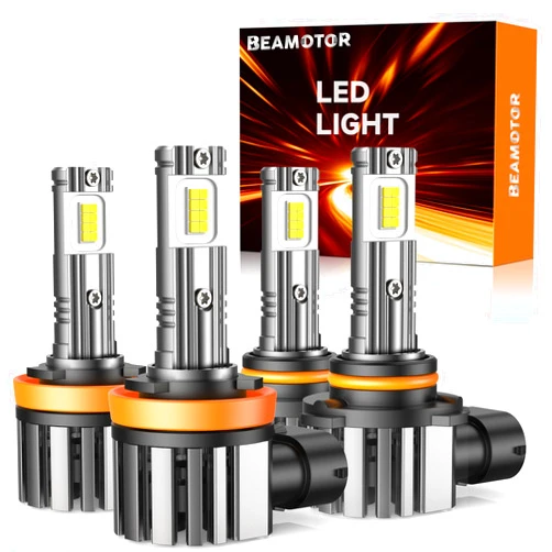 BEAMOTOR H11 9005 Fog Lights 600%, H11/H9/H8 9005/HB3 Fog Light for Powersports, IP68 Waterproof, Pack of 4