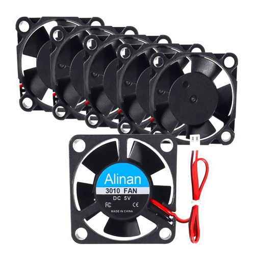 Alinan 6pcs 3010 5V Fan 30x30x10mm 2-pin Sleeve Bearing Brushless DC Cooling Fan 3D Printer Cooling Fan Computer Fan