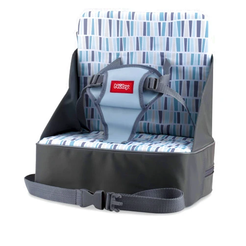 Nuby Easy Go Booster Seat - Travel Booster Seat for Babies and Toddlers - Holds Up to 50 Pounds - 9+ Months - Gray