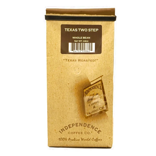 Independence Coffee Co. Texas Two Step Caramel, Vanilla, and a Hint of Pecan Flavored Light Roast Whole Bean Coffee, 24 Ounce Bag (Packaging May Vary)