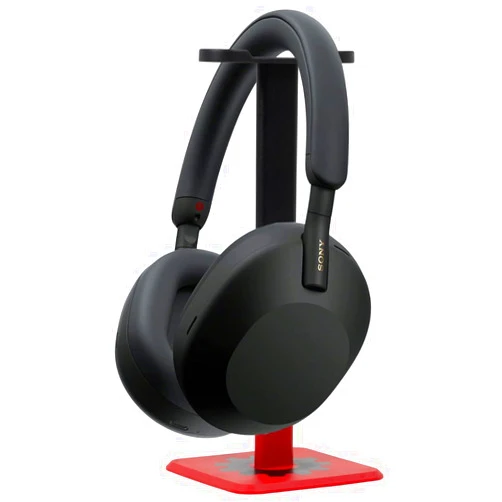 Sony WH-1000XM5 The Best Wireless Noise Canceling Headphones, Auto NC Optimizer, 30-Hour Battery, Alexa Voice Control, Black Bundle with Deco Gear Pro Audio Headphone Stand in Matte Black/Red