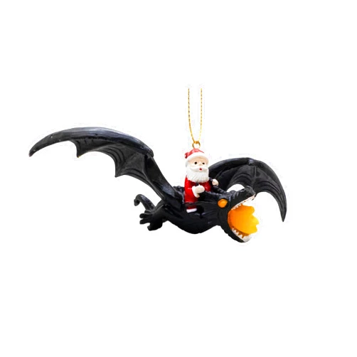 Spooky Thru Noel Collection Santa Claus Riding a Flying Dragon Christmas Tree Ornament