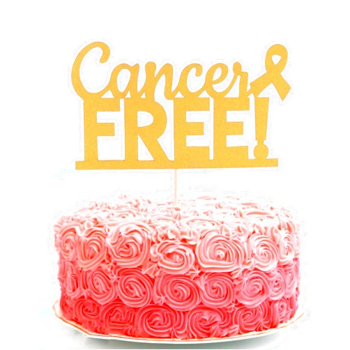 LeeLeeAn Cancer Free Cake Topper - Golden Glitter Cancer Survivor Cake Topper， Celebration Cancer Survivor Party Cake Decoration Supplies